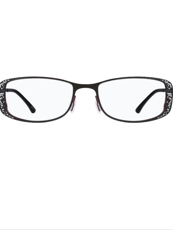Zenni Rectangle Glasses Frames Black/Burgundy Cutout Scroll  - Retired / Rare main image 11